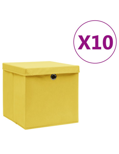 Contenitori con Coperchi 10 pz 28x28x28 cm Giallo