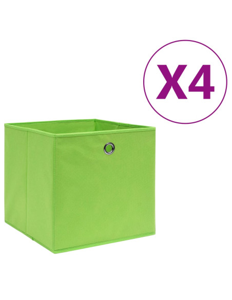 Contenitori 4 pz in Tessuto non Tessuto 28x28x28 cm Verde