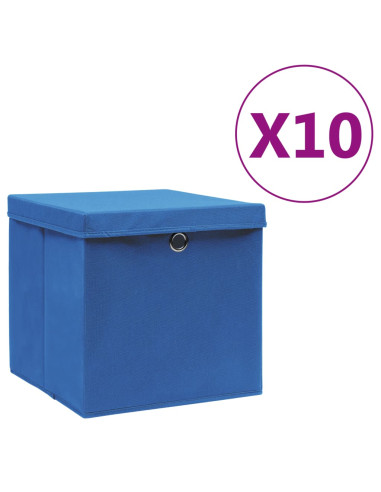 Contenitori con Coperchi 10 pz 28x28x28 cm Blu
