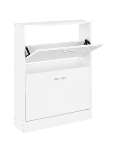 Scarpiera Bianco Lucido 59x17x81 cm in Legno Multistrato