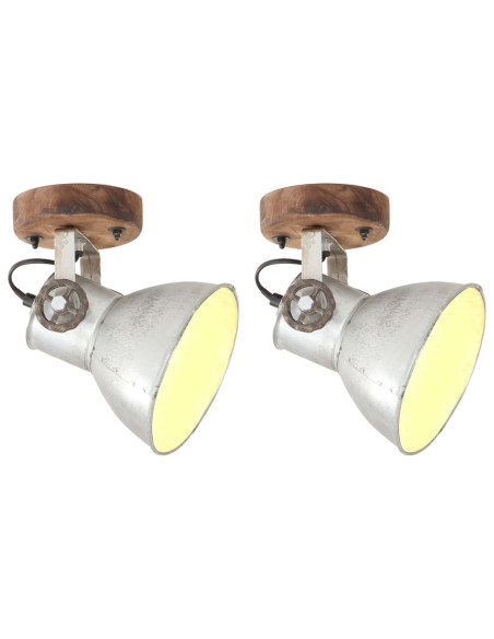Lampade da Parete/Soffitto 2 pz Industriale Argento 20x25cm E27