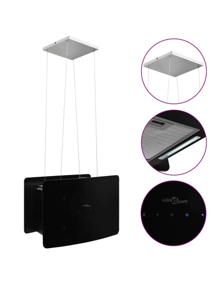 Cappa da Cucina ad Isola Sospesa LCD Sensore in Vetro Temperato