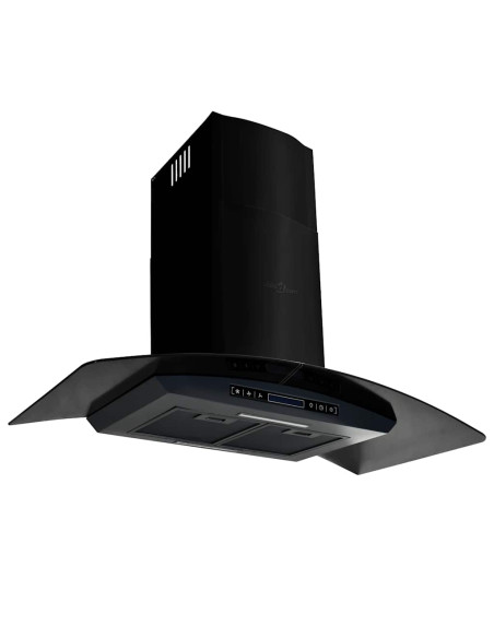 Cappa Aspirante a Muro Acciaio Inox 756 m³/h 90 cm Nera