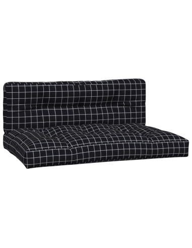 Cuscini per Pallet 2 pz Neri Motivo a Quadri Tessuto