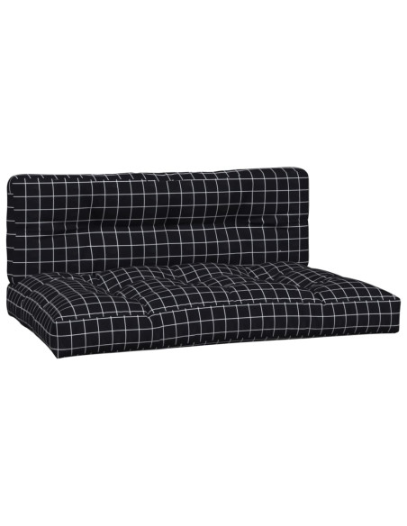 Cuscini per Pallet 2 pz Neri Motivo a Quadri Tessuto