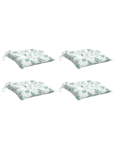 Cuscini per Sedia 4 pz Motivo a Foglie 40x40x7 cm Tessuto