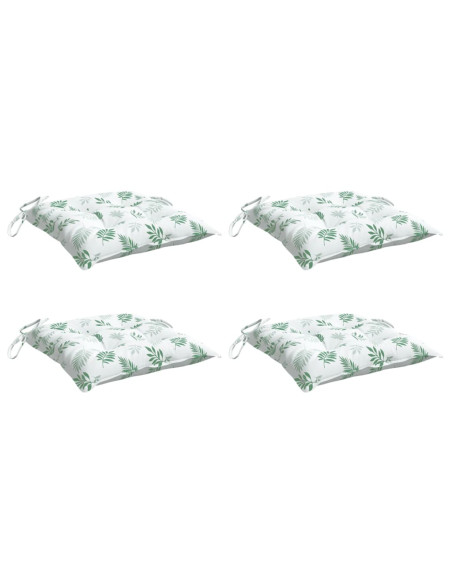 Cuscini per Sedia 4 pz Motivo a Foglie 40x40x7 cm Tessuto