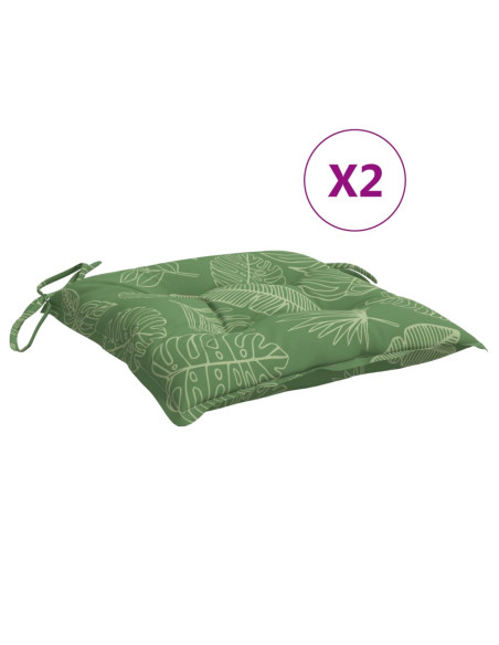 Cuscini per Sedia 2 pz Motivo a Foglie 40x40x7 cm Tessuto