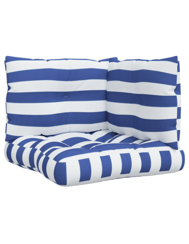 Cuscini per Pallet 3 pz Strisce Blu e Bianche Tessuto Oxford
