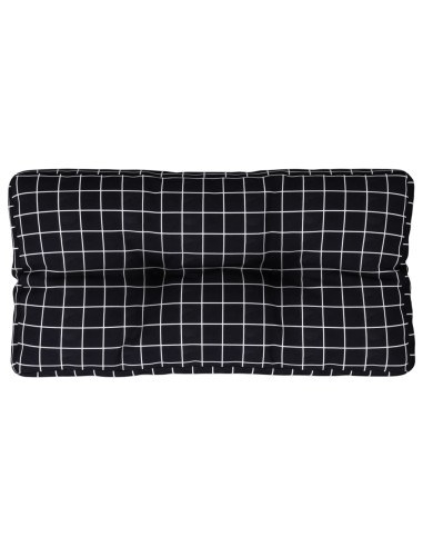 Cuscino per Pallet Motivo a Quadri Nero 80x40x12 cm in Tessuto