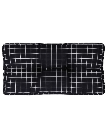 Cuscino per Pallet Motivo a Quadri Nero 80x40x12 cm in Tessuto