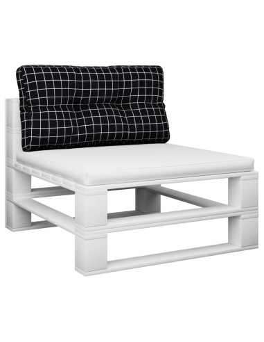 Cuscino per Pallet Motivo a Quadri Nero 80x40x12 cm in Tessuto