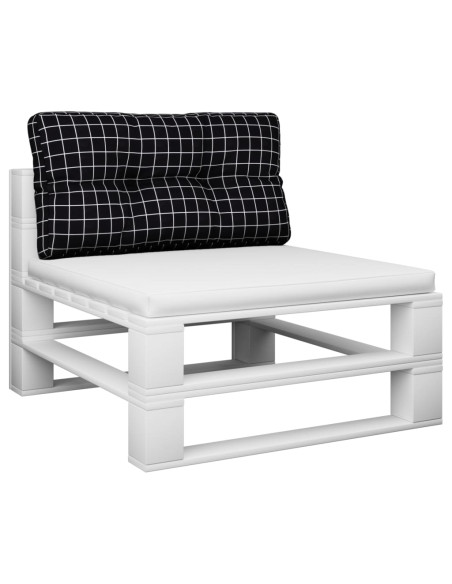 Cuscino per Pallet Motivo a Quadri Nero 80x40x12 cm in Tessuto
