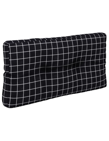 Cuscino per Pallet Motivo a Quadri Nero 80x40x12 cm in Tessuto