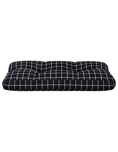Cuscino per Pallet Motivo a Quadri Nero 80x40x12 cm in Tessuto