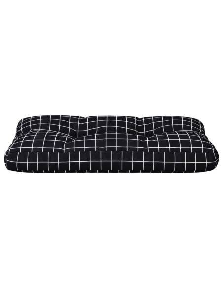 Cuscino per Pallet Motivo a Quadri Nero 80x40x12 cm in Tessuto