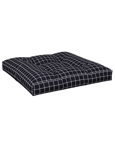Cuscino per Pallet Motivo a Quadri Nero 80x80x12 cm in Tessuto