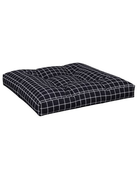 Cuscino per Pallet Motivo a Quadri Nero 80x80x12 cm in Tessuto