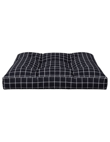 Cuscino per Pallet Motivo a Quadri Nero 80x80x12 cm in Tessuto