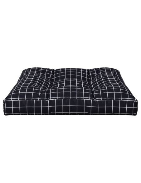 Cuscino per Pallet Motivo a Quadri Nero 80x80x12 cm in Tessuto