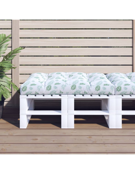 Cuscino per Pallet con Motivo a Foglie 120x80x12 cm in Tessuto