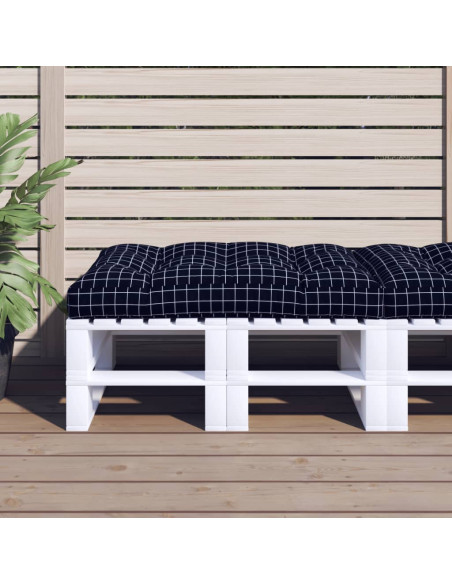 Cuscino per Pallet Motivo a Quadri Nero 120x80x12 cm in Tessuto