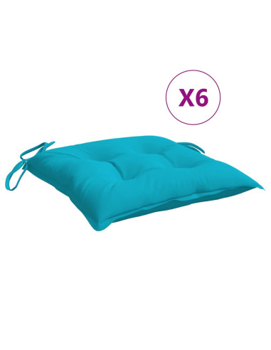 Cuscini per Sedia 6 pz Turchese 40x40x7 cm in Tessuto