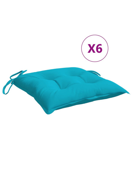 Cuscini per Sedia 6 pz Turchese 40x40x7 cm in Tessuto