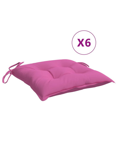 Cuscini per Sedia 6 pz Rosa 40x40x7 cm in Tessuto