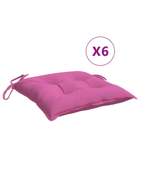Cuscini per Sedia 6 pz Rosa 40x40x7 cm in Tessuto
