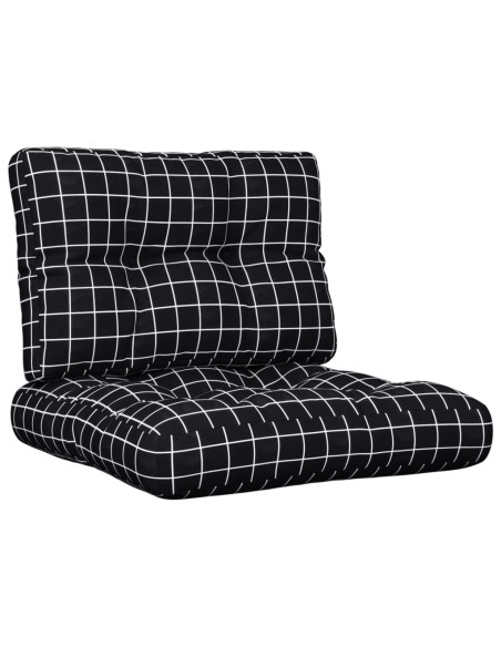 Cuscini per Pallet 2 pz Neri Motivo a Quadri Tessuto