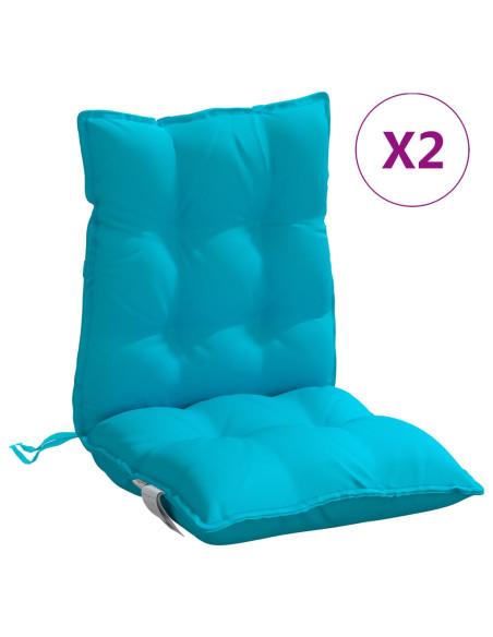 Cuscini Sedia Schienale Basso 2pz Turchese in Tessuto Oxford