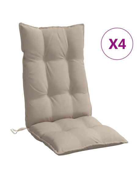 Cuscini per Sedia con Schienale Alto 4pz Tortora Tessuto Oxford