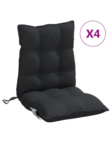 Cuscini per Sedia Schienale Basso 4 pz Neri in Tessuto Oxford