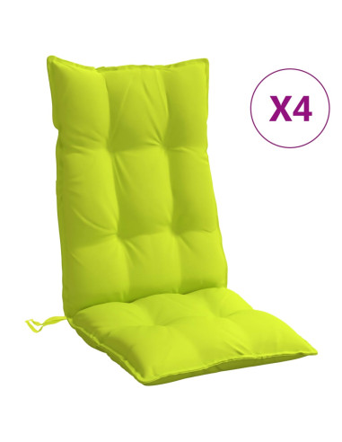 Cuscini Sedia Schienale Alto 4 pz Verde Chiaro Tessuto Oxford
