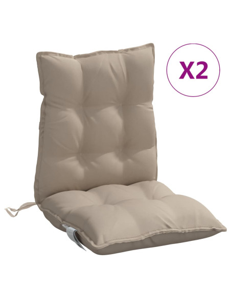Cuscini per Sedia Schienale Basso 2pz Tortora in Tessuto Oxford