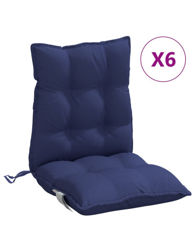 Cuscini Sedia Schienale Basso 6 pz Blu Marino in Tessuto Oxford