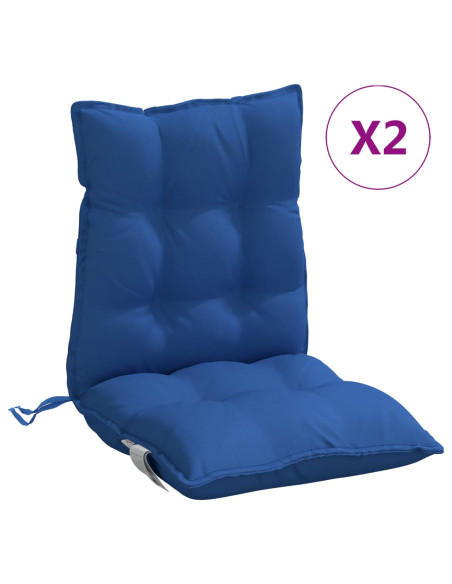 Cuscini Sedia con Schienale Basso 2 pz Blu Reale Tessuto Oxford