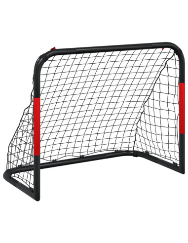 Porta da Calcio con Rete Rossa e Nera 90x48x71 cm in Acciaio