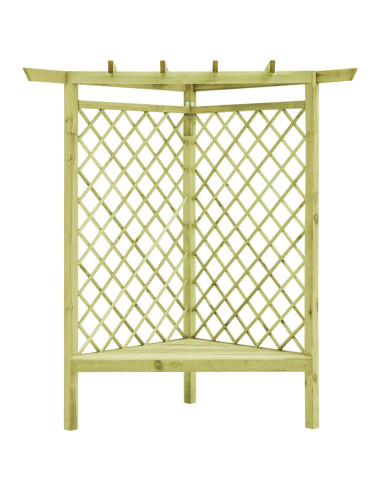 Pergolato ad Angolo e Sedile 130x130x197 cm in Pino Impregnato
