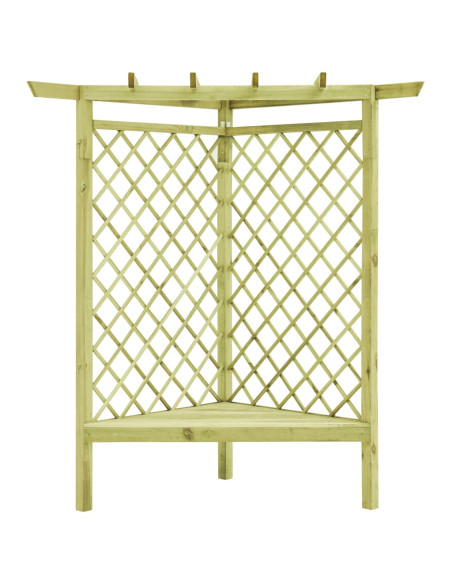 Pergolato ad Angolo e Sedile 130x130x197 cm in Pino Impregnato