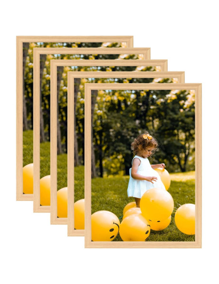 Cornici Foto Collage 5 pz Parete o Tavolo Rovere Chiaro 70x90cm