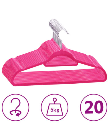 Set Appendiabiti 20 pz Antiscivolo Rosa in Velluto