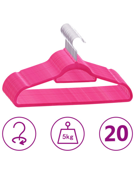 Set Appendiabiti 20 pz Antiscivolo Rosa in Velluto