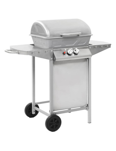 Barbecue a Gas con Griglia 2 Fornelli Argento Acciaio Inox