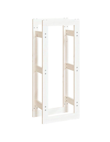 Portalegna Bianco 41x25x100 cm in Legno Massello di Pino