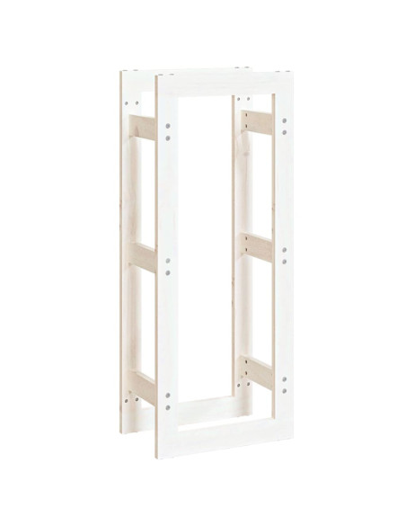 Portalegna Bianco 41x25x100 cm in Legno Massello di Pino