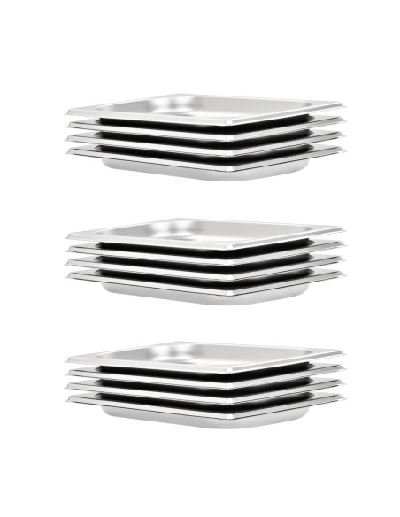 Contenitori Gastronorm 12 pz GN 1/4 20 mm in Acciaio Inox