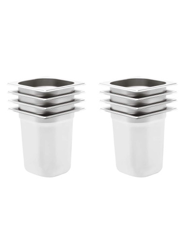 Contenitori Gastronorm 8 pz GN 1/6 200 mm in Acciaio Inox