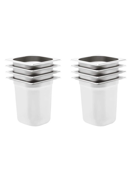 Contenitori Gastronorm 8 pz GN 1/6 200 mm in Acciaio Inox